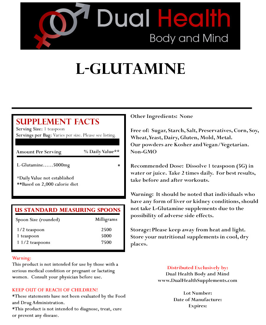 L-GLUTAMINE (8 oz) Powder Free Form Kosher Kosher Energy Bodybuilding Recovery