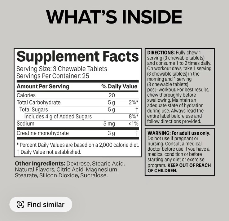 Six Star Creatine Chews Paradise Punch | 3g Pure Creatine Monohydrate per…
