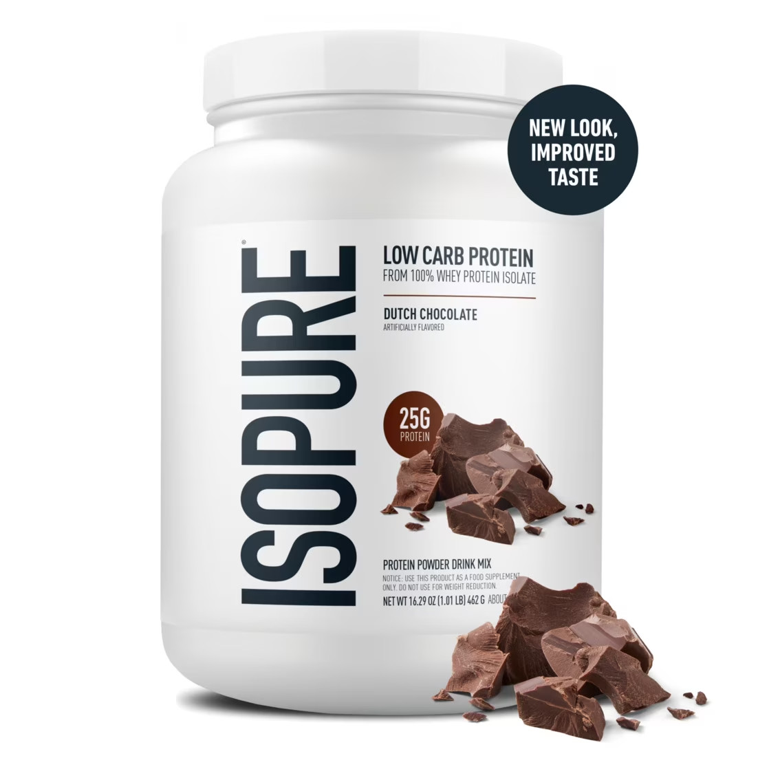 Isopure Low Carb 100% Whey Protein Isolate Chocolate Protein Powder, 25g, 1 lb