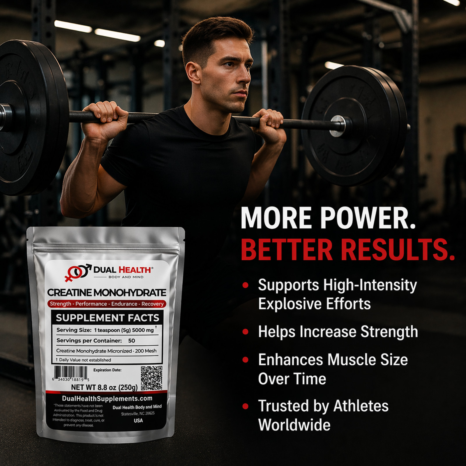 Creatine Monohydrate 200 Mesh (5g) Pure Dual Health Bulk Supplements Strength