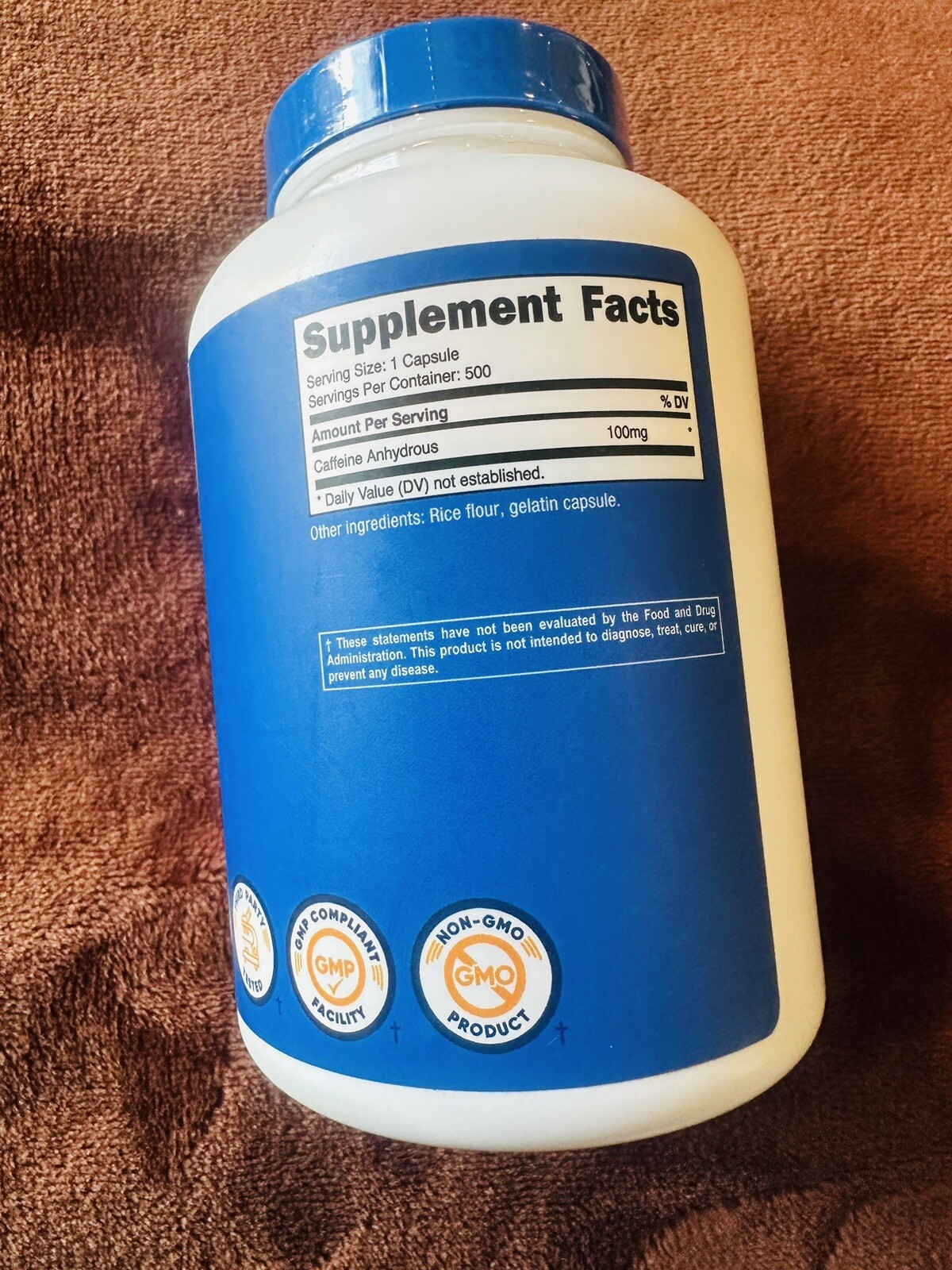 Nutricost Caffeine Pills 100mg – 500 Capsules exp 11/26