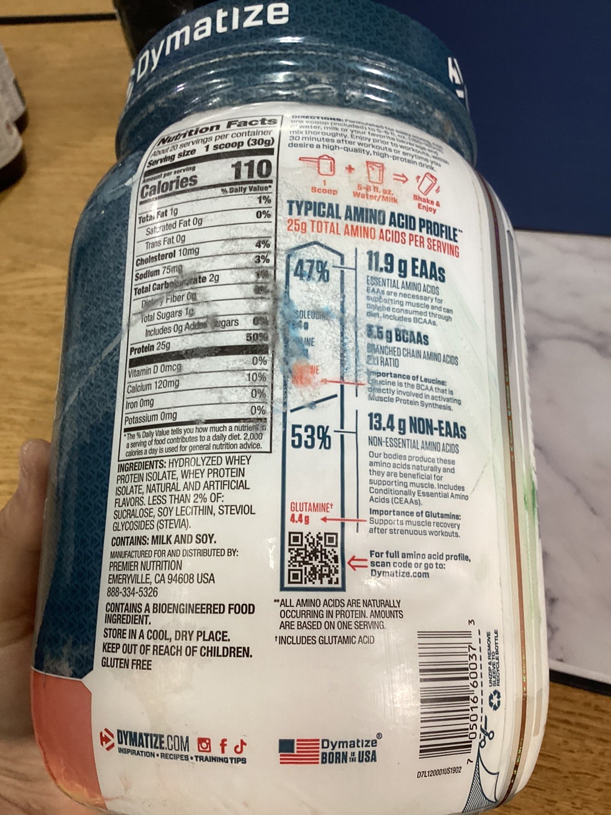 Dymatize ISO100 Whey Protein Powder Isolate, Strawberry, 25g of Protein
