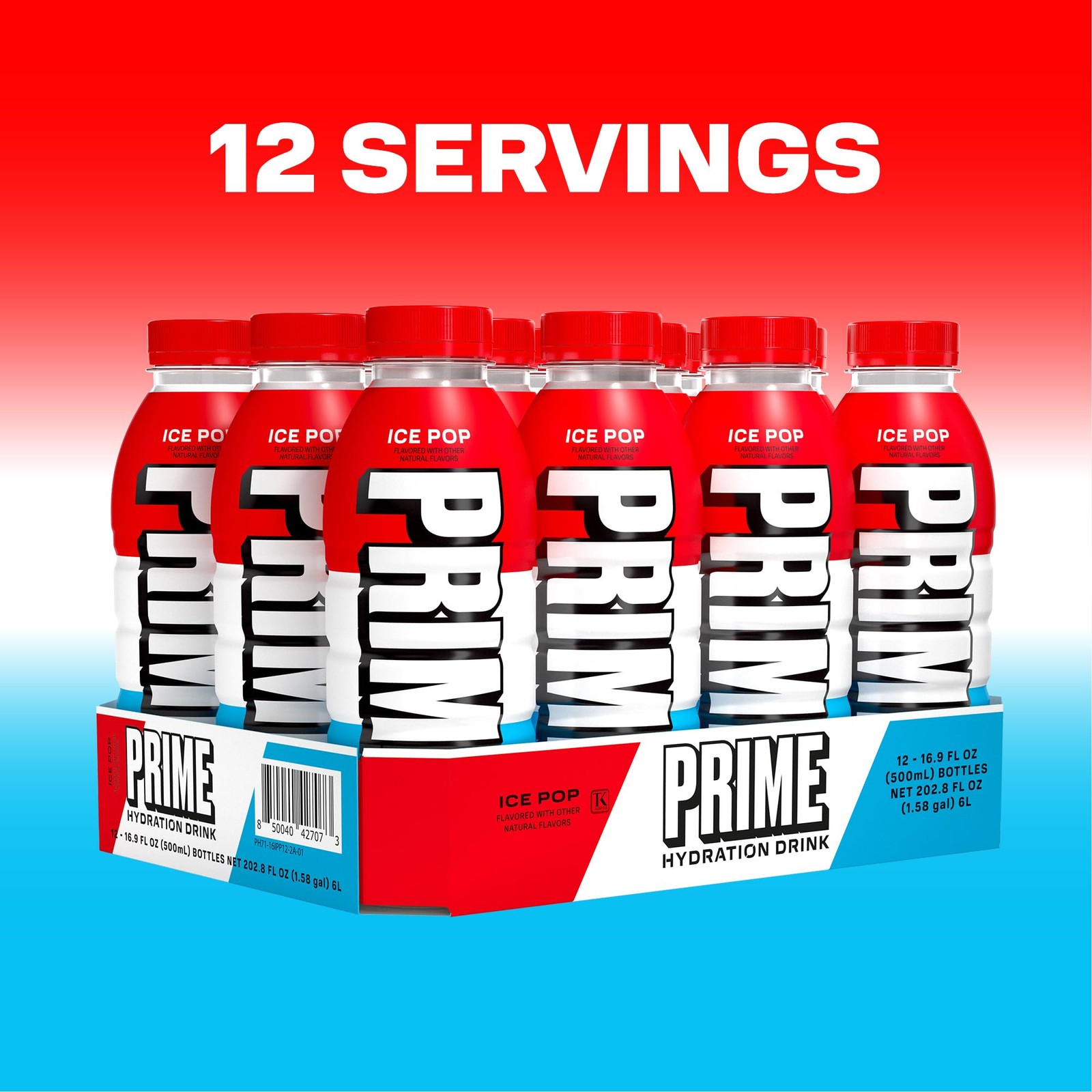 PRIME Hydration ICE POP | Sports Drinks | Electrolyte 16.9 Fl Oz (Pack of 12)