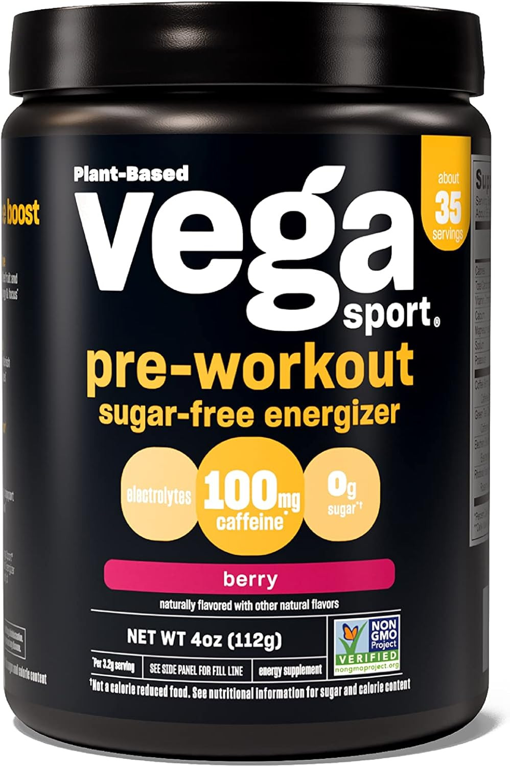 Vega Sport Sugar Free Pre-Workout Energizer, Berry – Plant Based Pre Workout