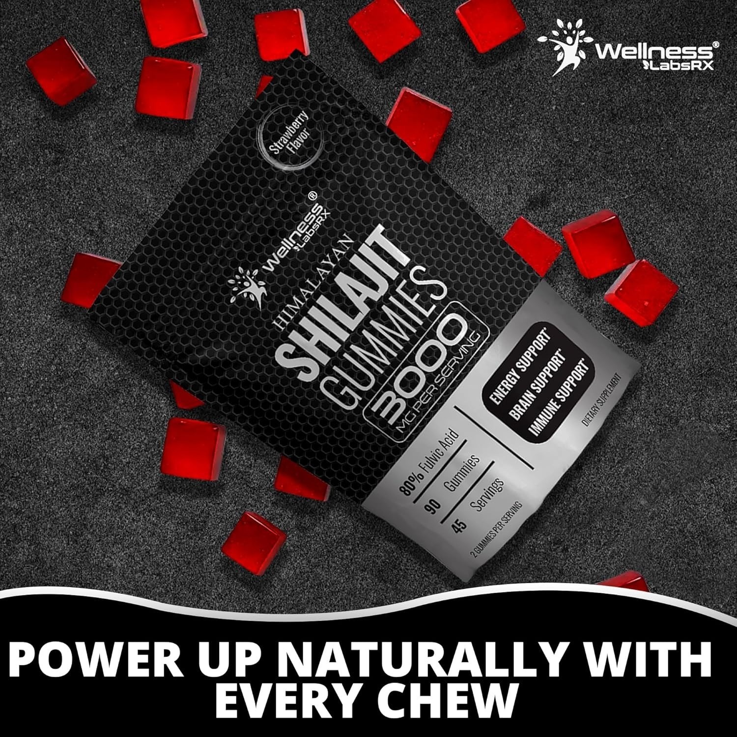 Shilajit-Gummies 3000mg – Energy, Immune & Brain Support | 90 Ct | Men & Women