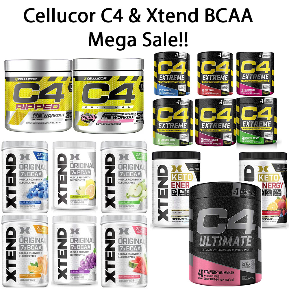 Cellucor C4 Extreme Pre Workout Powder | Sugar Free | 30 Servings or Xtend BCAA
