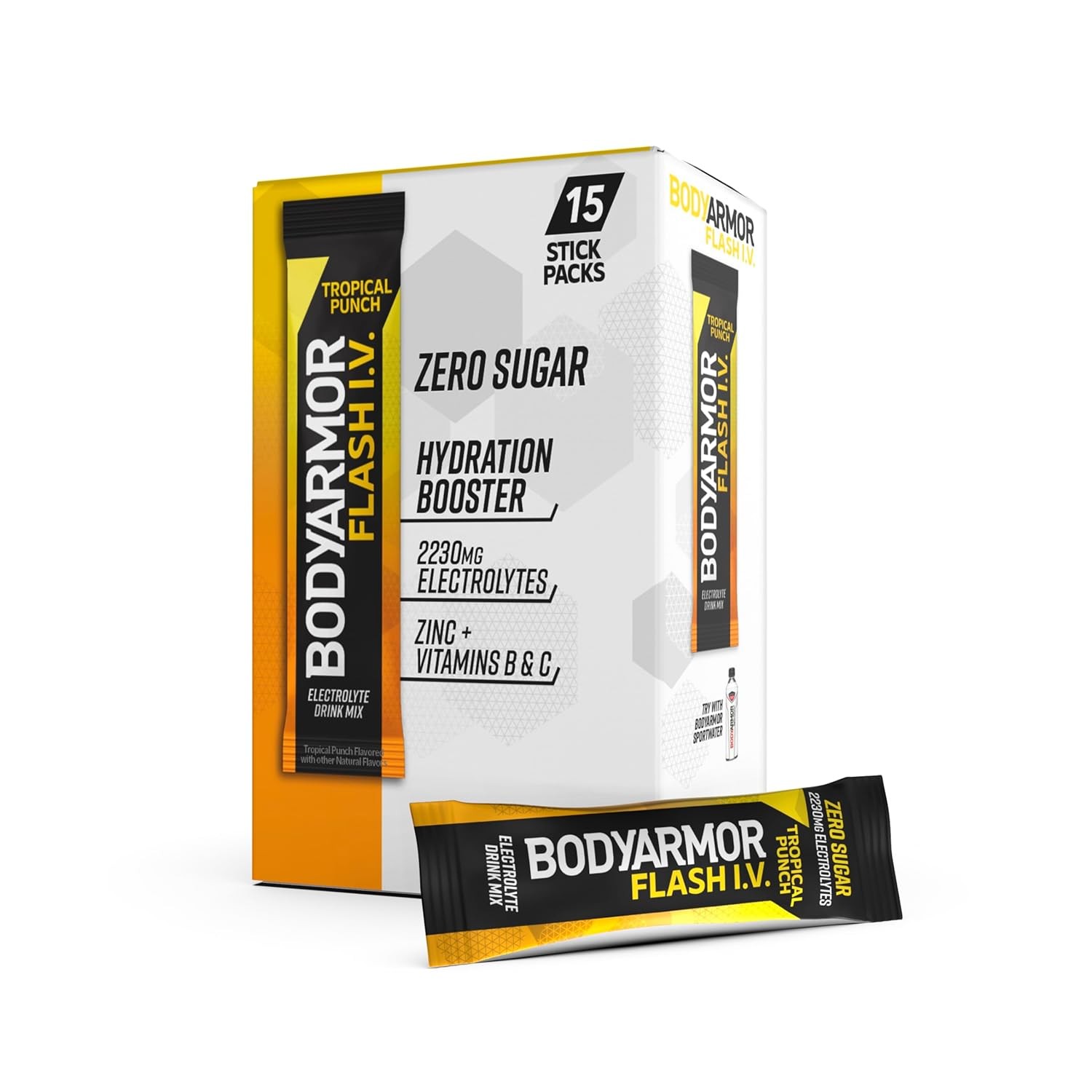 BODYARMOR Flash IV Electrolyte Packets, Tropical Punch 3.75 Ounce (Pack of 1)