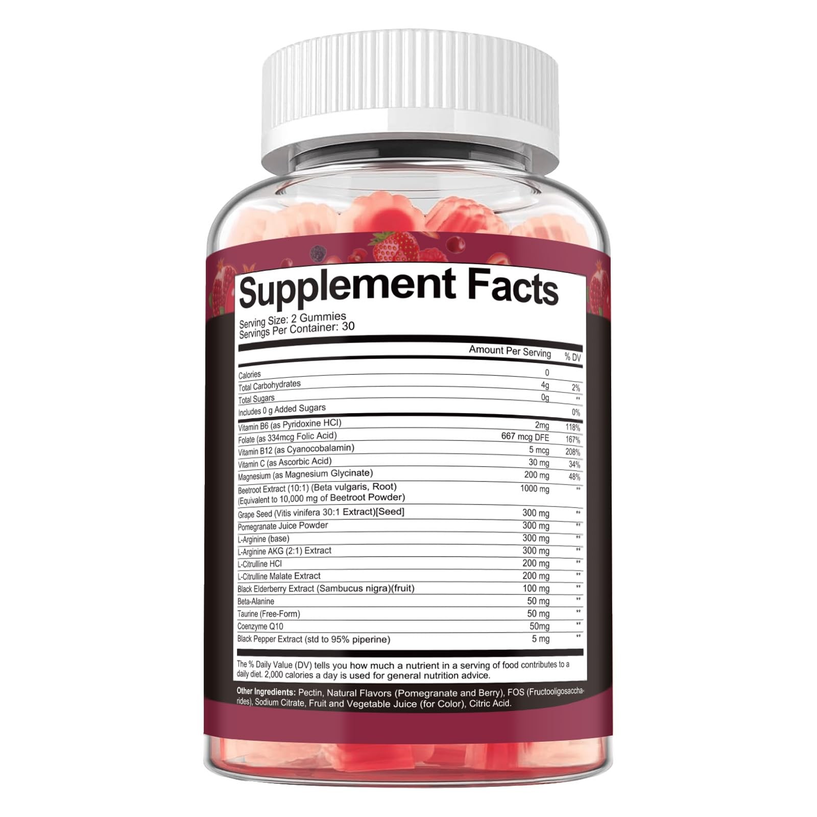 Beet Root Gummies – Beetroot Supplement with Grape Seed, Pomegranate, Vitamin C,