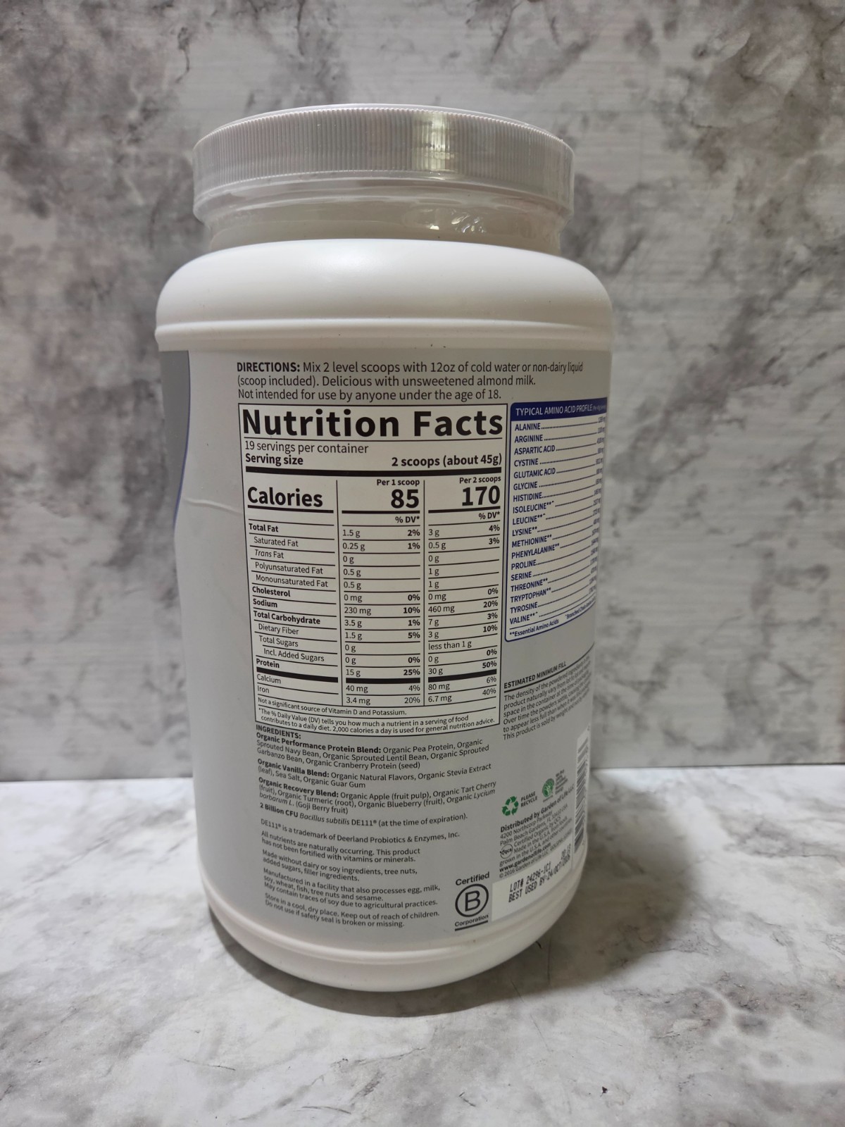 Garden of Life Sport Organic Plant-Based 30g Protein Vanilla 30 OZ 10/2026