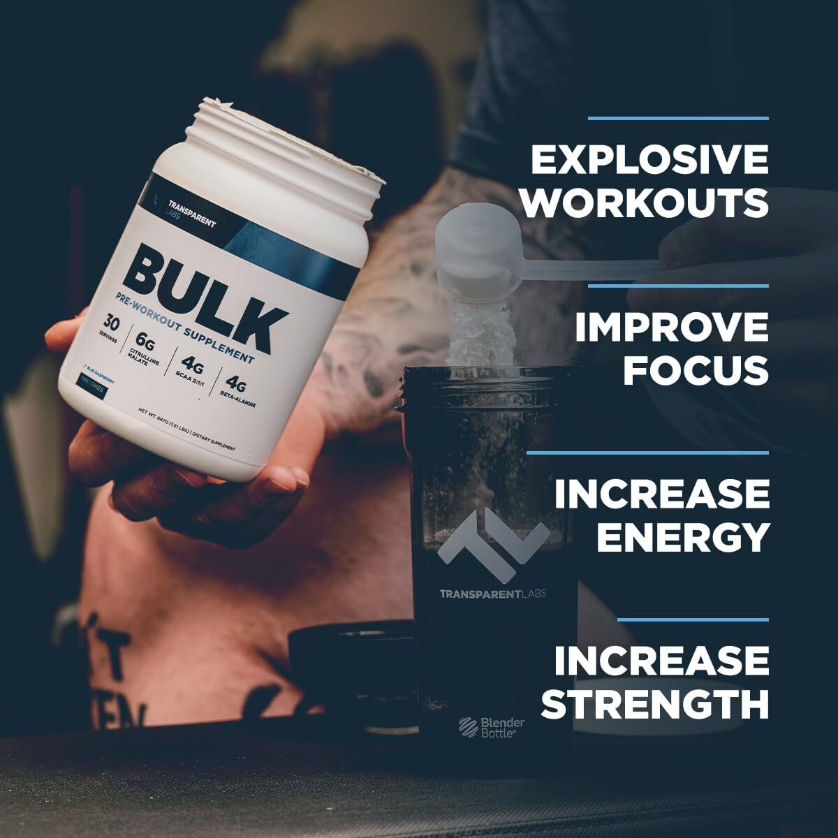 Transparent Labs Bulk Pre Workout Supplement 30 Servings Energy & Performance