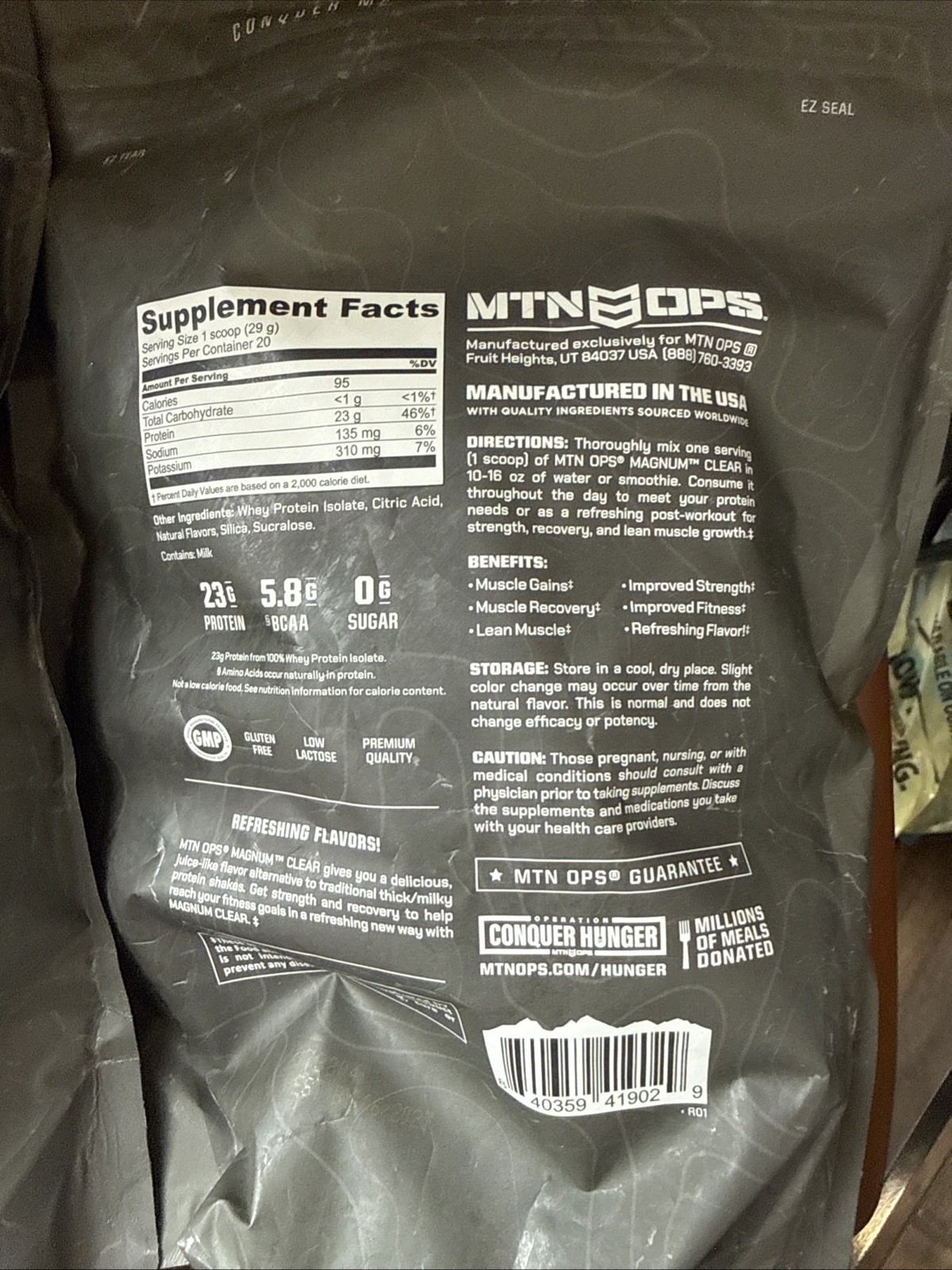 Lot of 2 MTN OPS Magnum Clear Whey Protein23g EXP 6/27 Two Flavors Read Descript