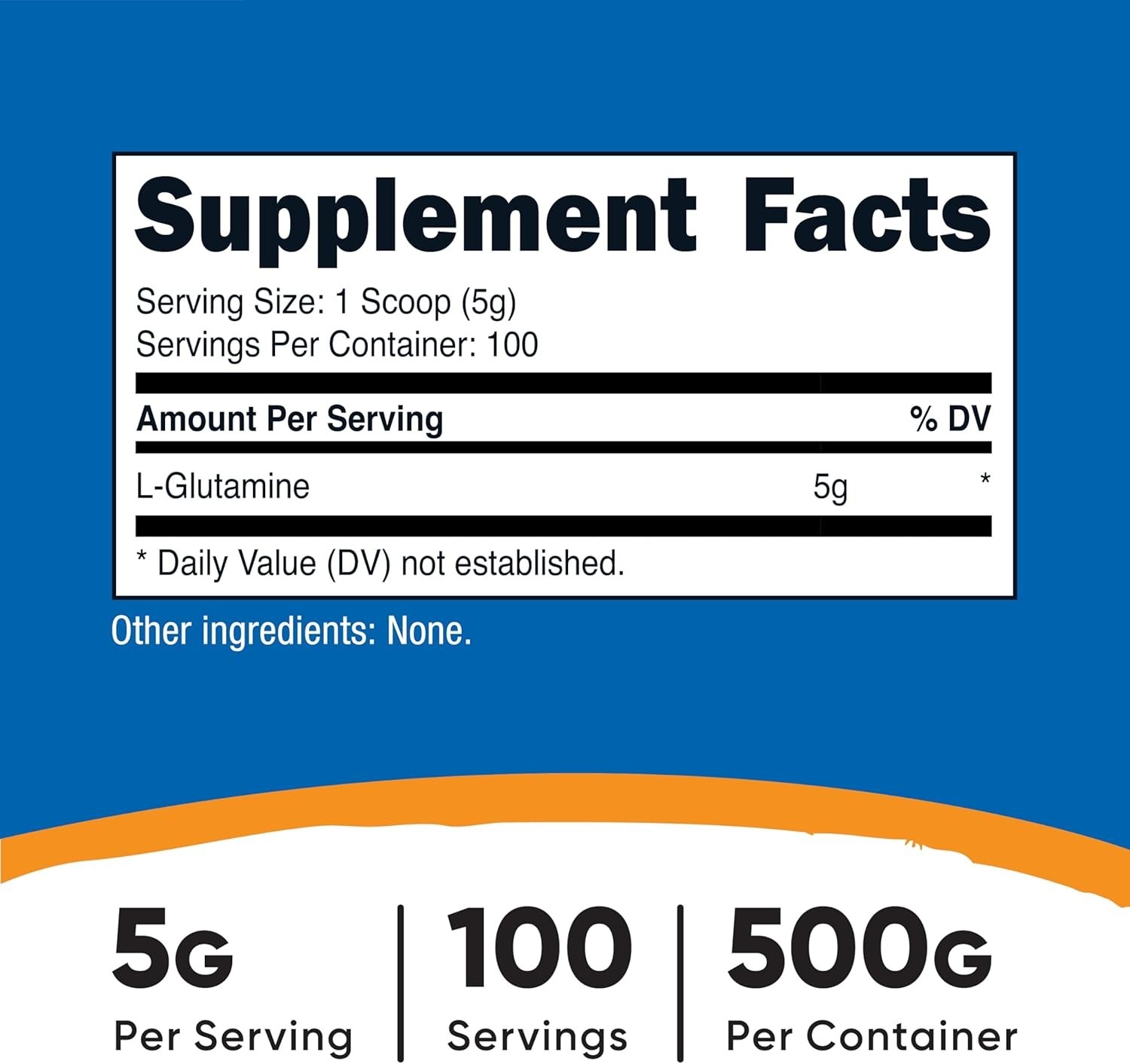 1.1 lb L-Glutamine Powder – 100 Servings of Gluten-Free & Vegetarian Wellness