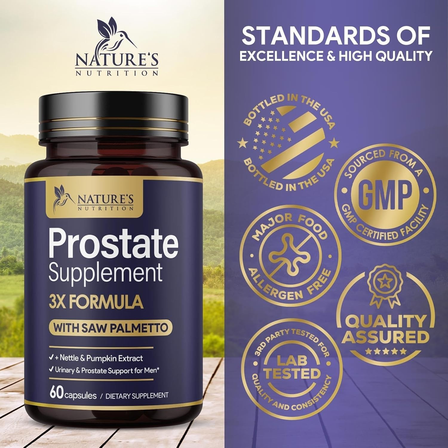 Prostate Health Supplements for Men – 3X Strength with Saw Palmetto Blend Stingi