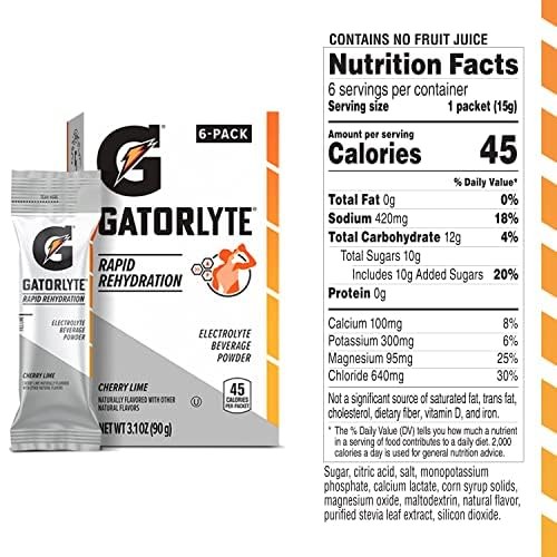 Gatorlyte Powder Cherry Lime Makes 16.9 Fl Oz Pack Of 48