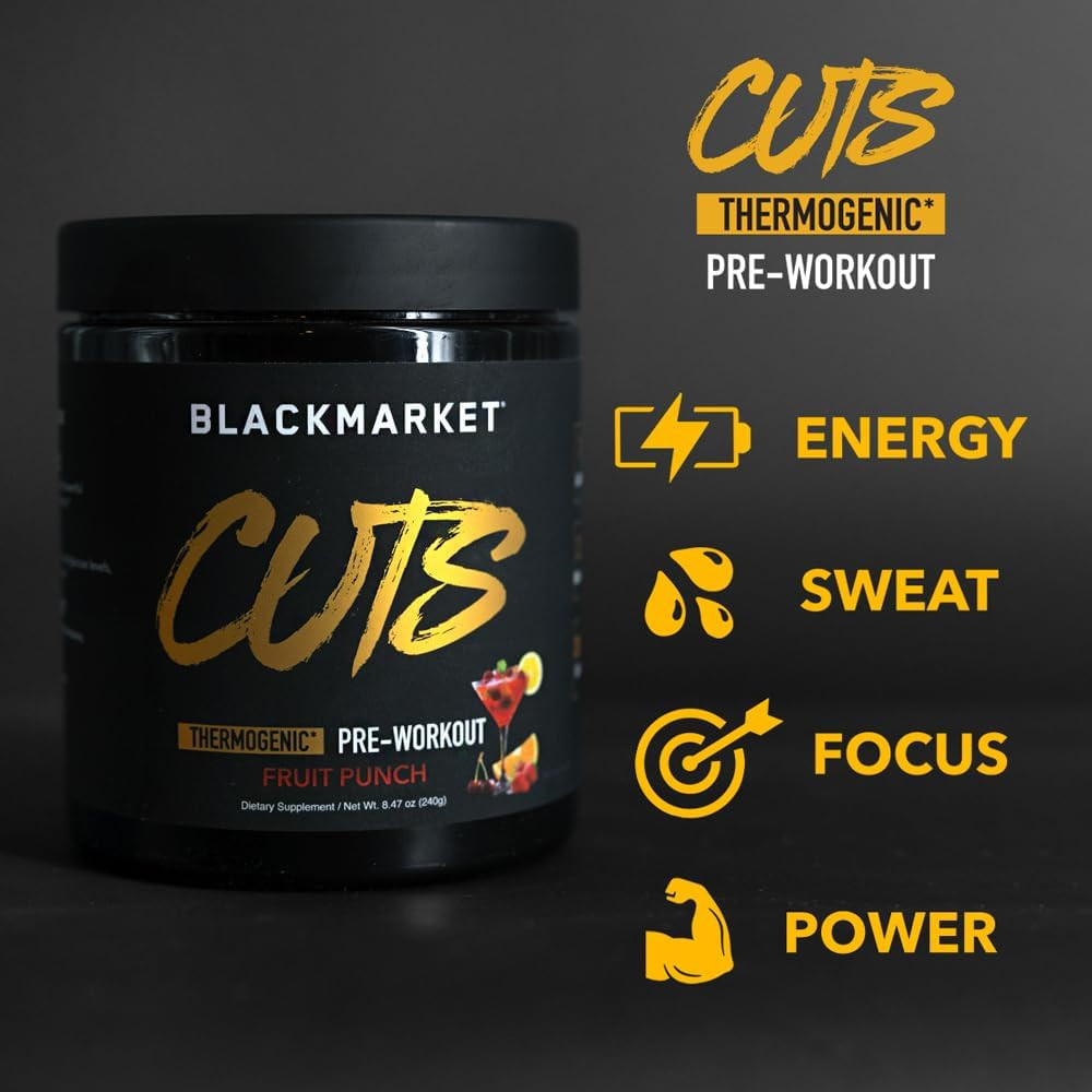 BLACKMARKET LABS CUTS Thermogenic Pre-Workout Aesthetic Defined Confident 30Srv