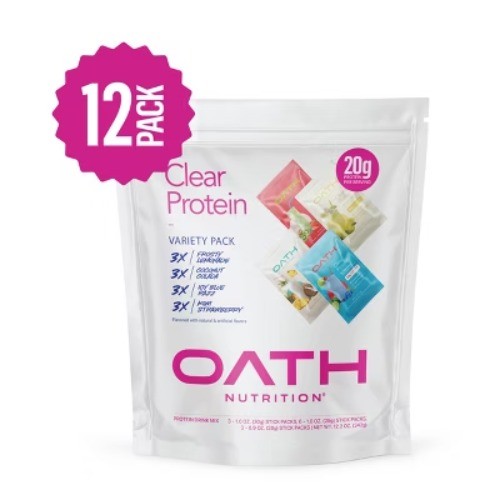 Oath Nutrition Variety Pack Clear Whey 12pk – Frosty Lemonade Icy Blue Kiwi