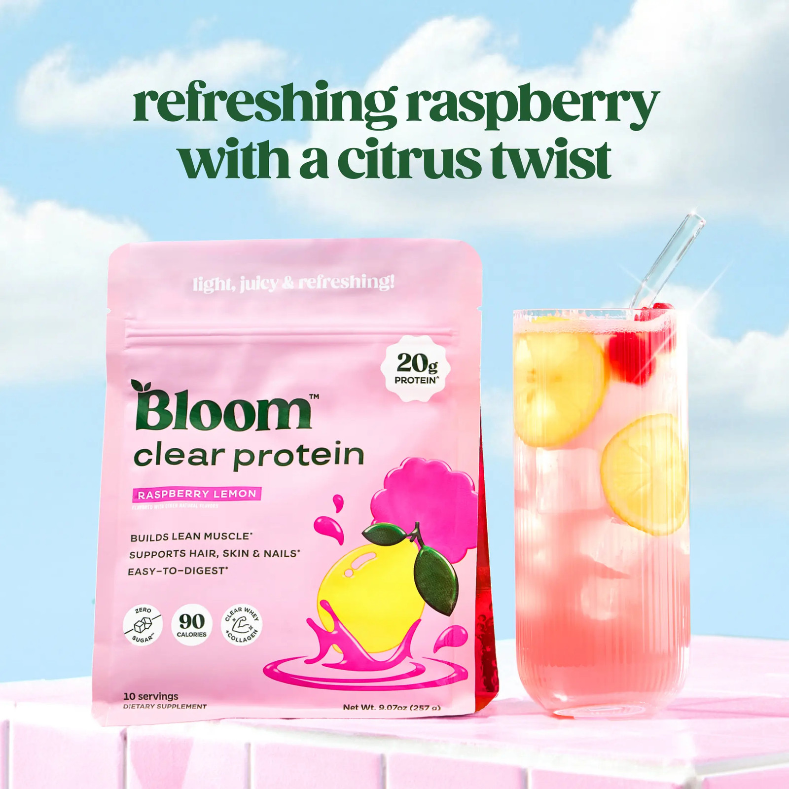 Bloom Nutrition Clear Protein – Clear Whey + Collagen Protein Blend | 20G Protei
