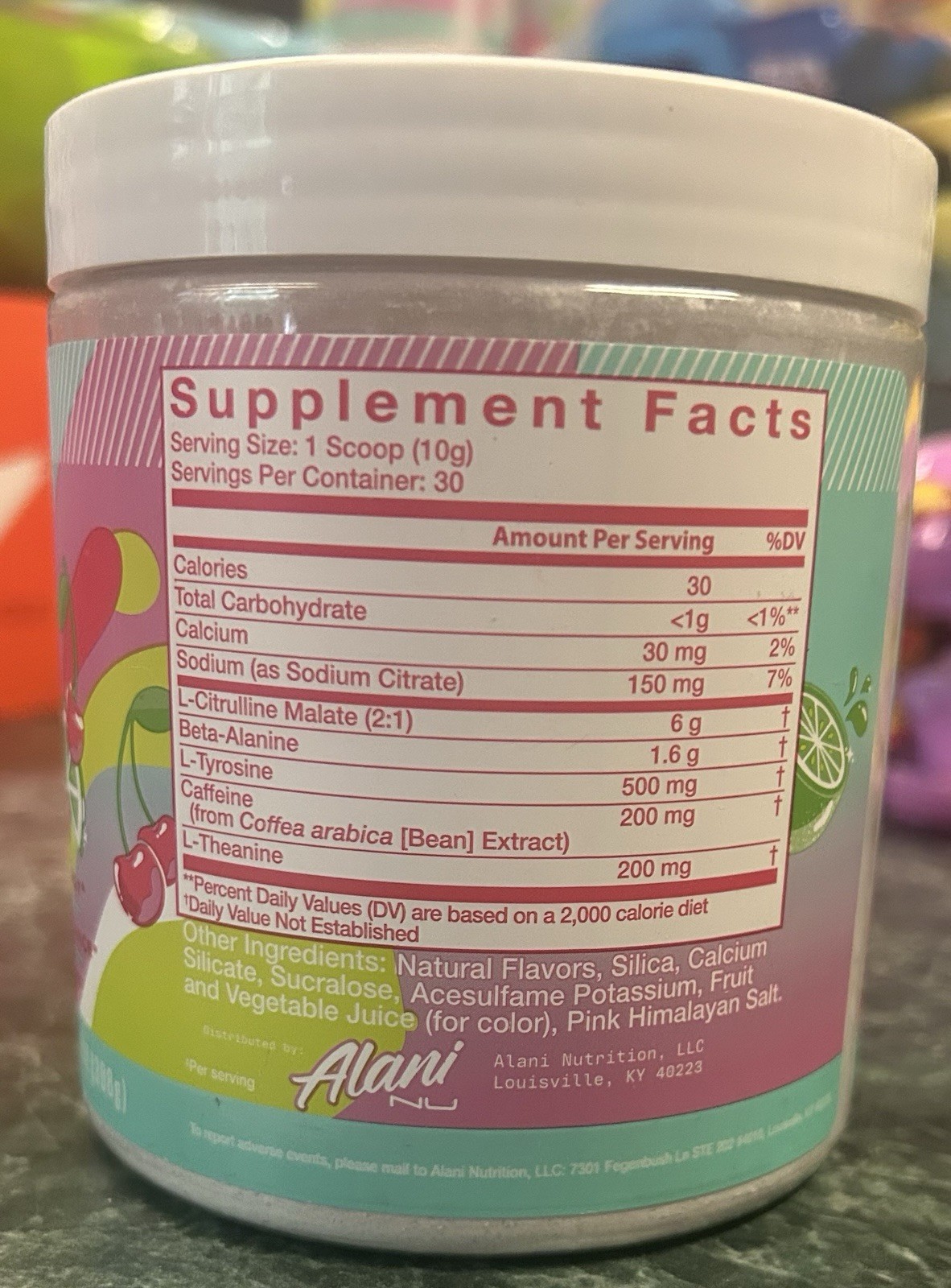 2-Alani Nu Pre-Workout Powder Cherry Twist 30 Servings 10.9 oz