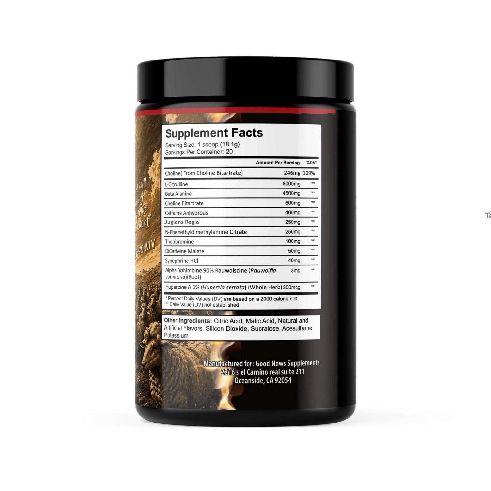 David VS Goliath Extreme High Stim Pre-Workout Free pocket Bible with Purchase.