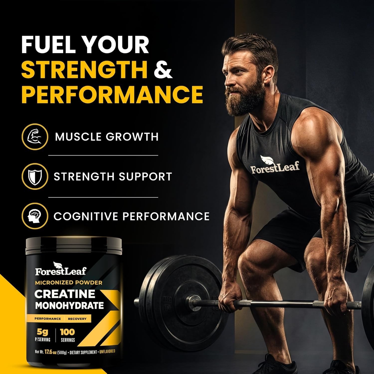 TWO PACK – ForestLeaf Creatine Monohydrate Powder 500g Micronized 100 Svgs Each