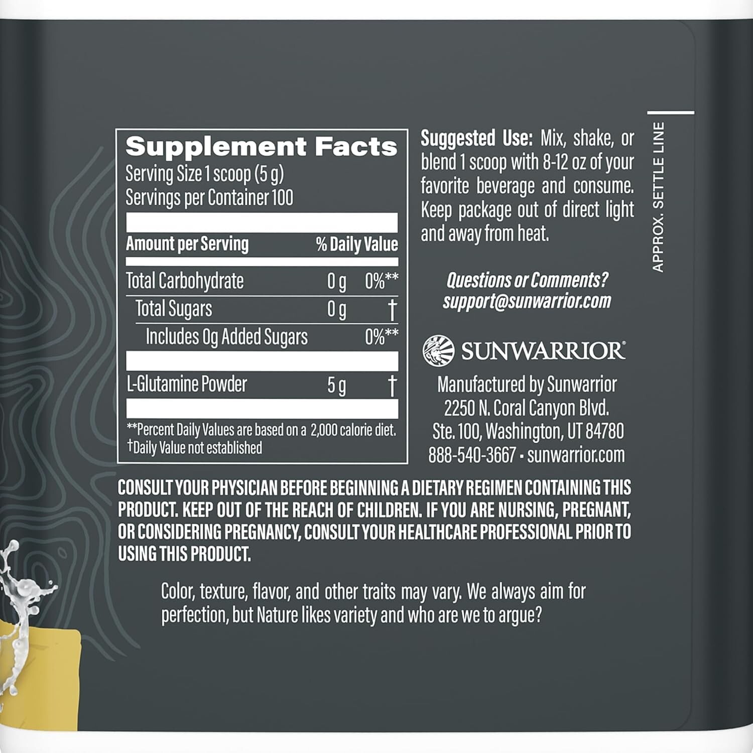 Sunwarrior Active Glutamine Powder for Muscle Recovery & Gut Health Support