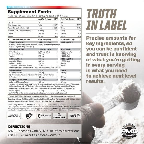 ACG3 Fully Charged – Pre Workout – Drink Mix- Cherry Slush (30-60 Servings)