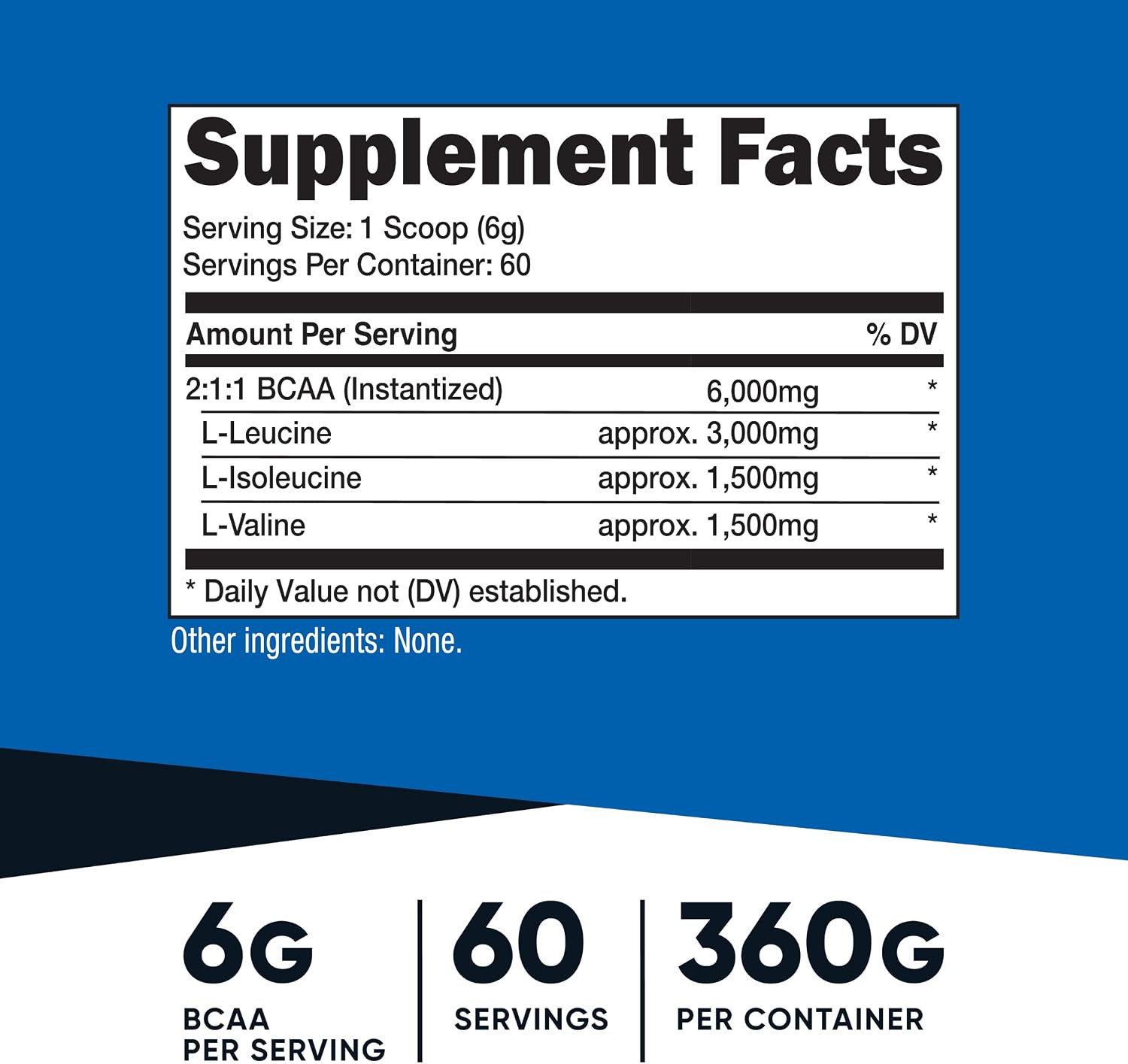 Nutricost BCAA Powder 2:1:1 (Unflavored, 60 Servings) – Vegetarian, Non-GMO, Glu