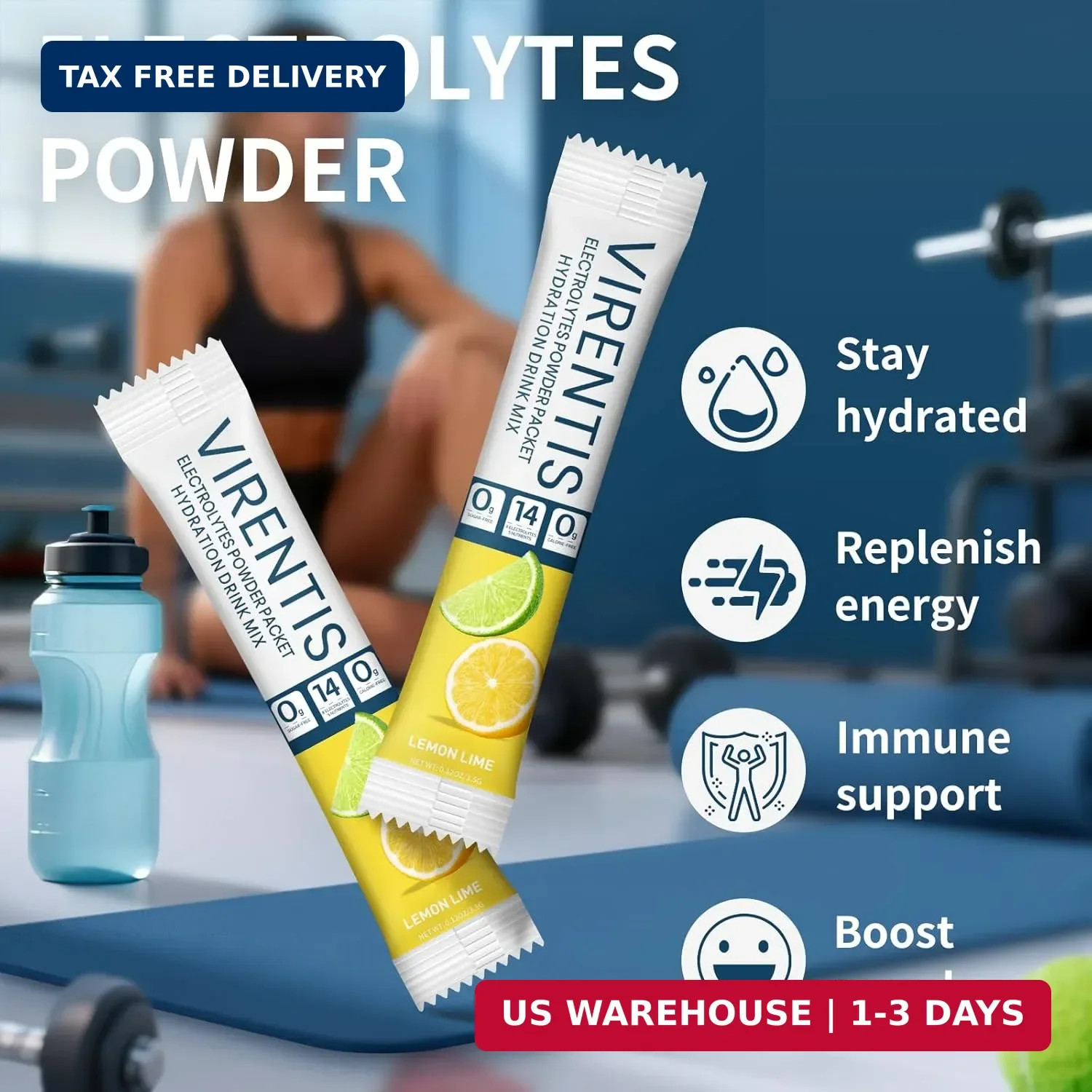 16 Sticks Electrolytes Powder Packets Sugar Free Hydration Packets Liquid Daily
