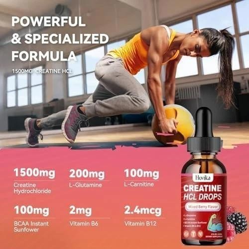 Creatine Hcl Liquid Drops for Men & Women, Creatine Hydrochloride with L-carn…
