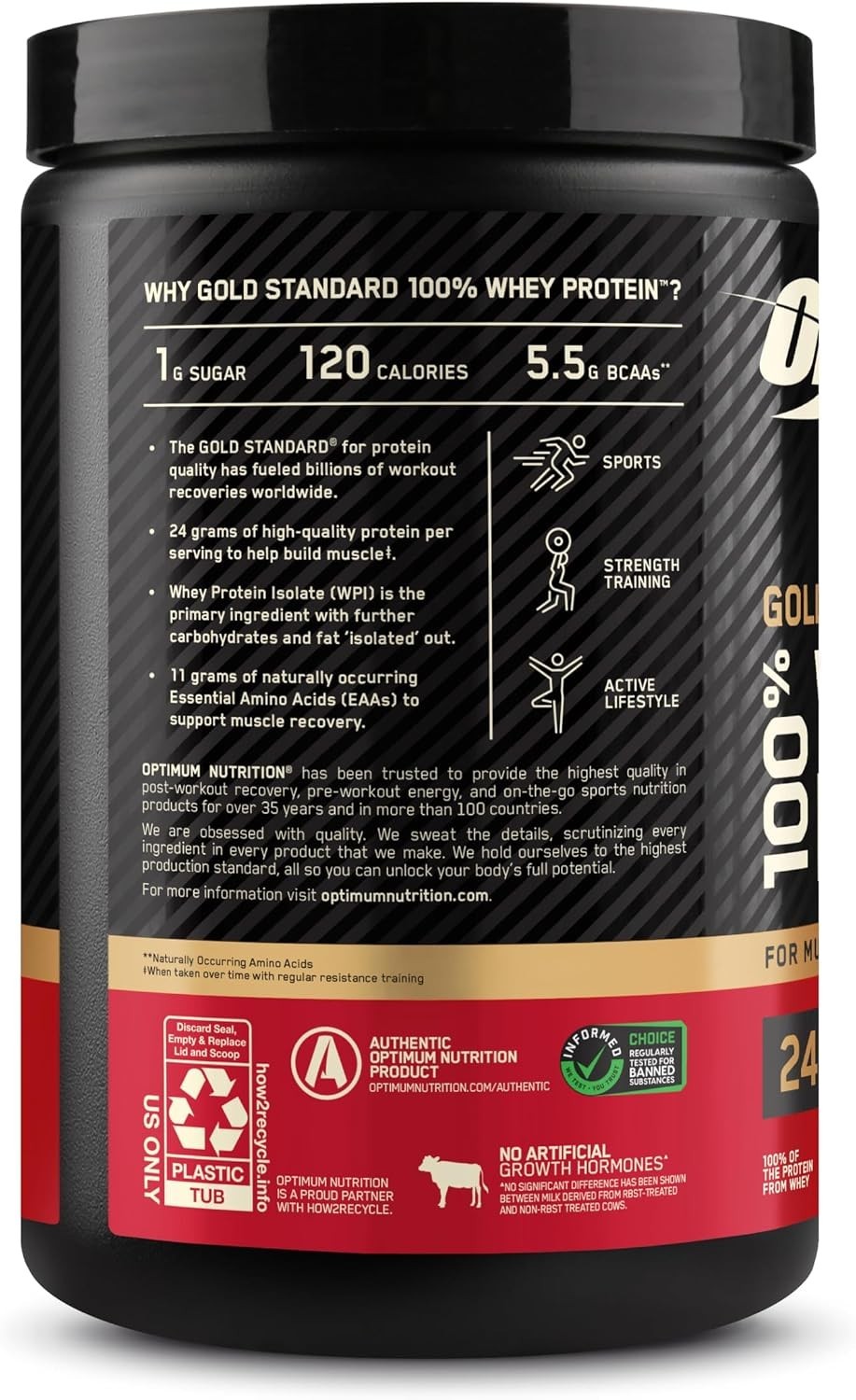 Gold Standard Whey Protein Powder – Double Rich Chocolate, Easy Mixing