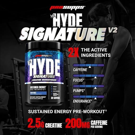 ProSupps Mr. Hyde Signature,Pre Workout Powder Creatine,(Blue Razz, 30 Servings)