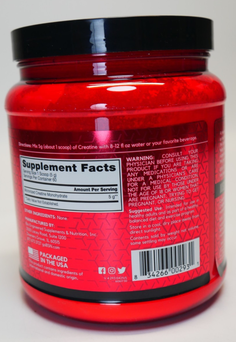 Micronized Creatine Monohydrate Powder, Unflavored, 60 Servings Exp: 07/27