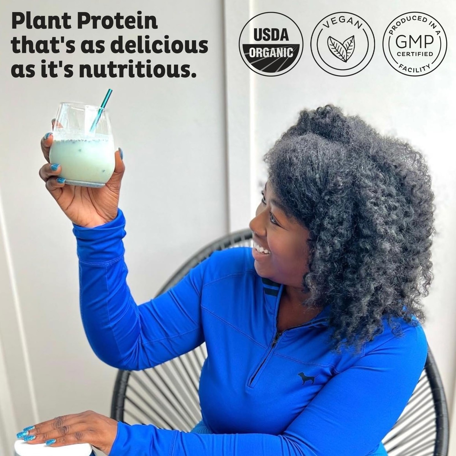 KOS Plant Based Protein Powder, Blueberry Muffin – 20.6 Ounce (Pack of 1)