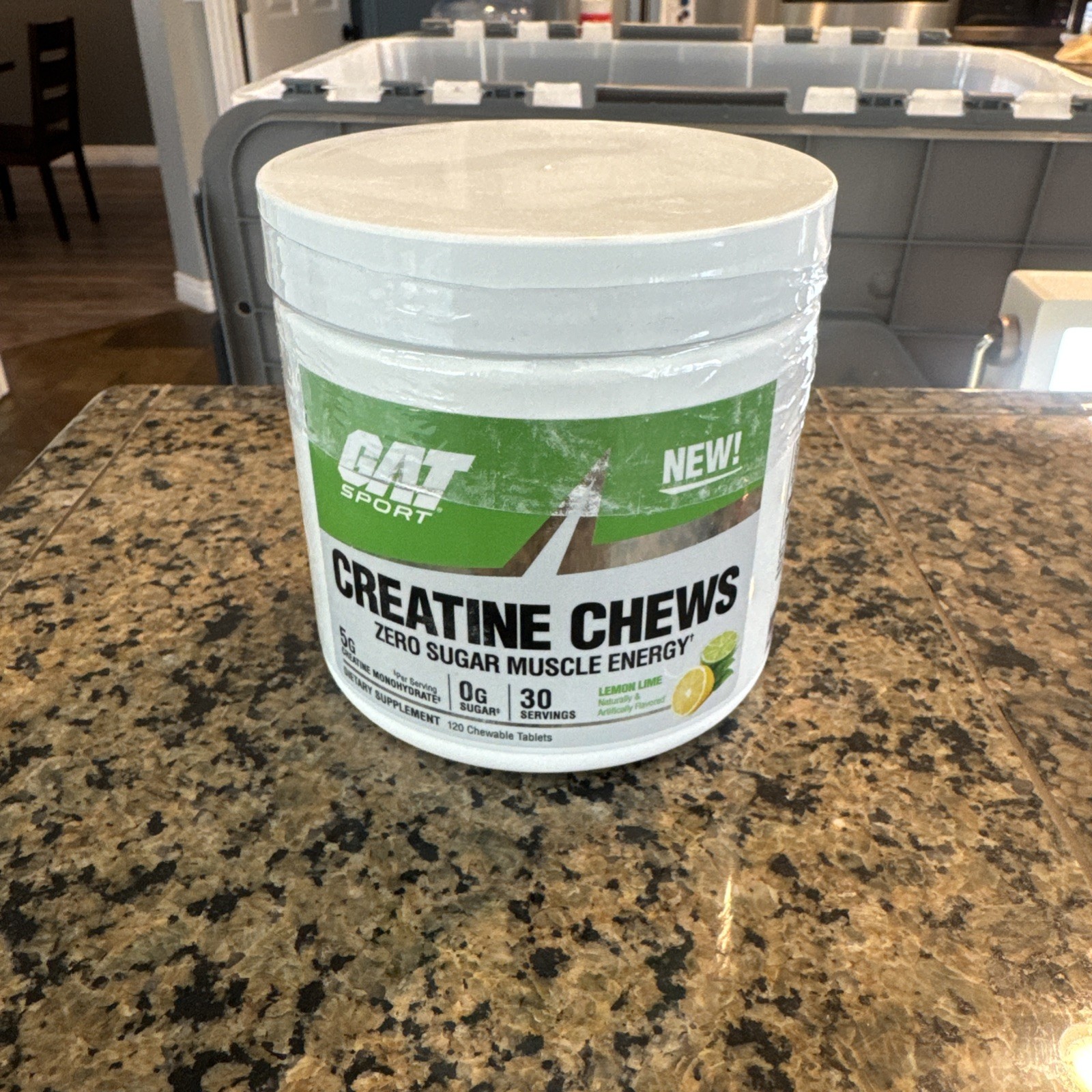 GAT SPORT Creatine Chews, Zero Sugar, 5g Pure Creatine 30 Servings (Lemon Lime)