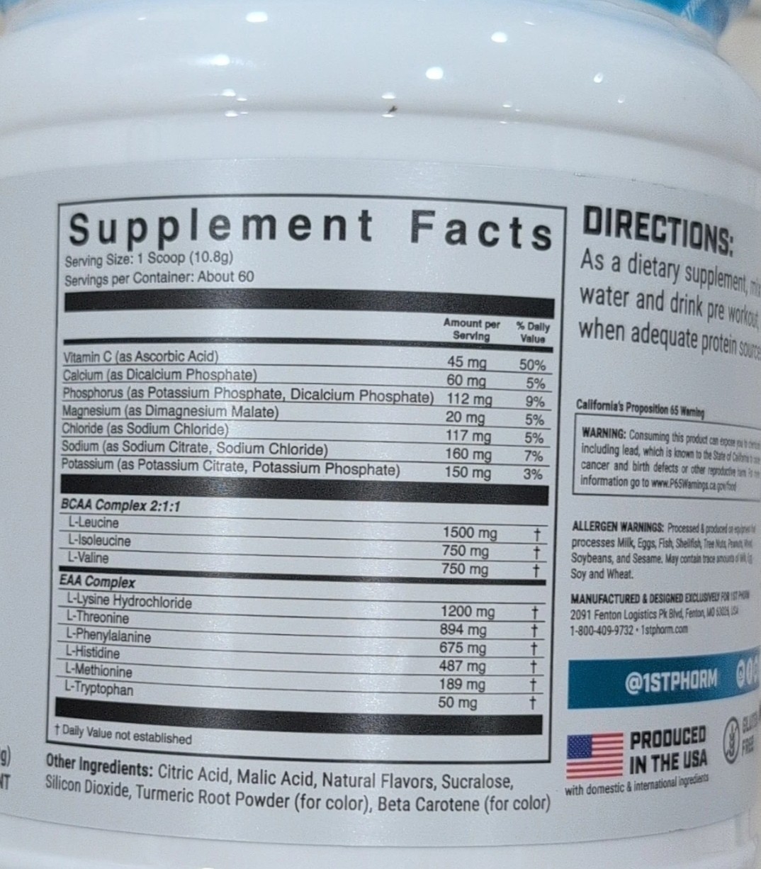 1st Phorm EAA Essential Amino Acids Tropical Mango 60 Servings Sealed Exp 07/27!