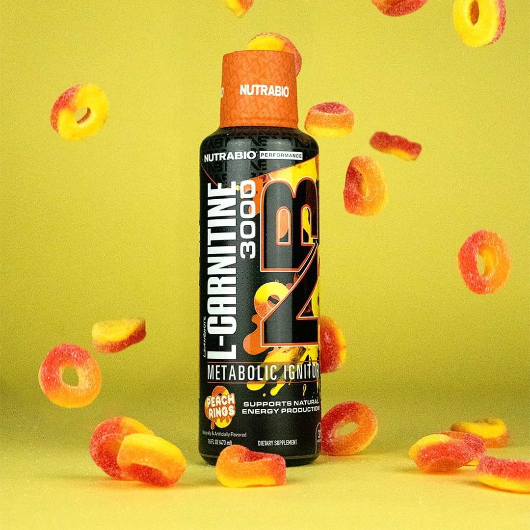 NutraBio – L-Carnitine Liquid Shots – 3000mg, 16 Fl Oz (Pack of 1), Peach