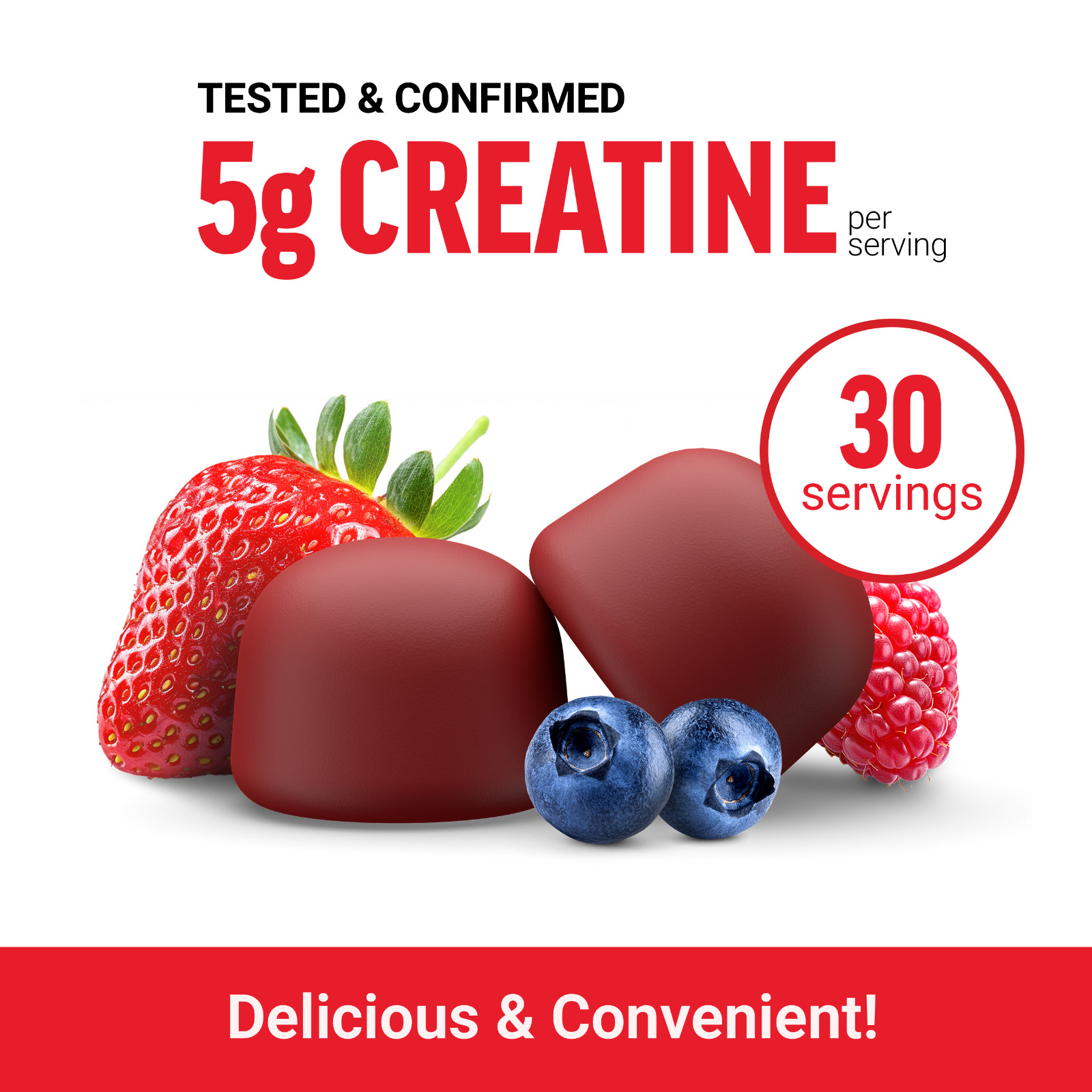 Force Factor Creatine Gummies, Creatine Monohydrate for Muscle Gain, 5g Dose