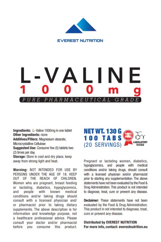 L-Valine 1000mg Tablets ANTICATABOLIC BCAA AMINO ACIDS