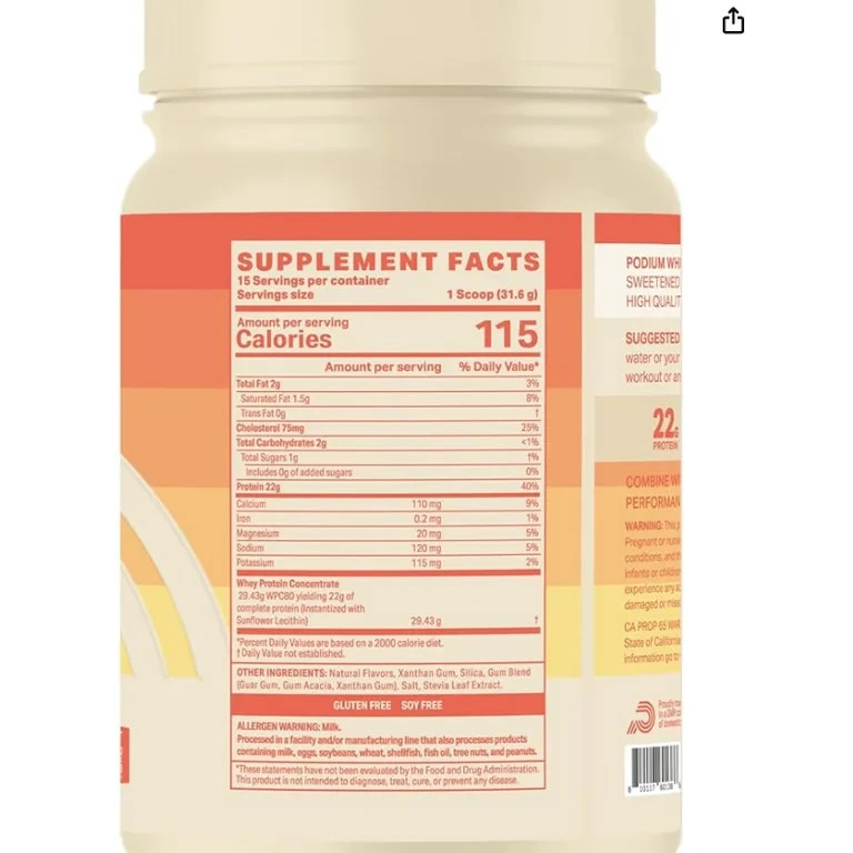 Podium Nutrition Whey Protein – Vanilla Ice Cream – 16.72oz EXP DATE: 01/2026