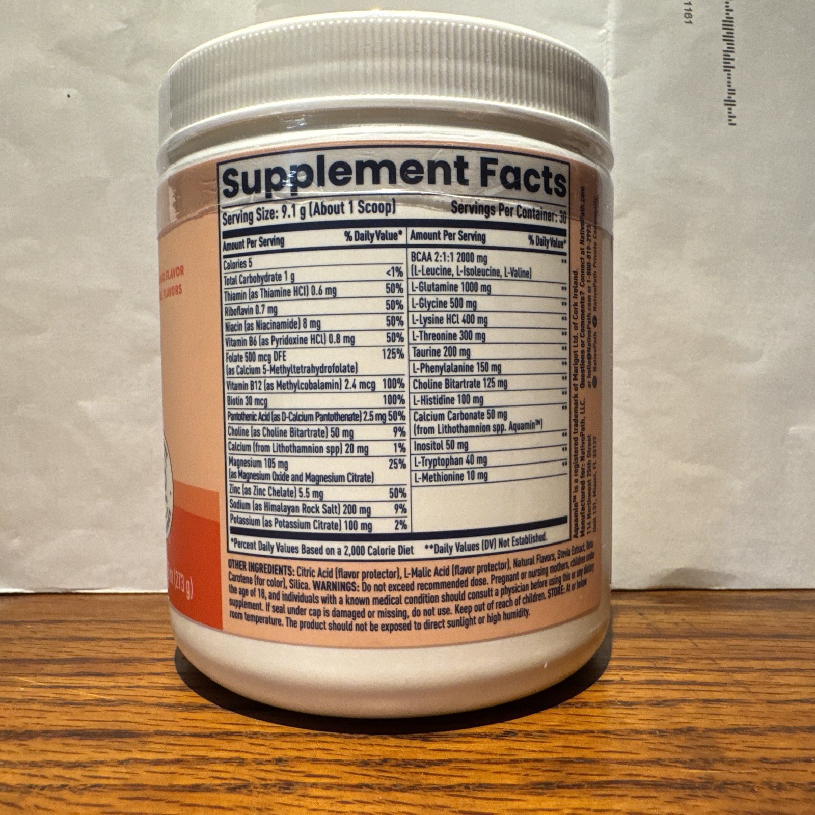 Electrolyte Powder with BCAAs, Zero Sugar, Peach Mango Flavor, Keto & Paleo