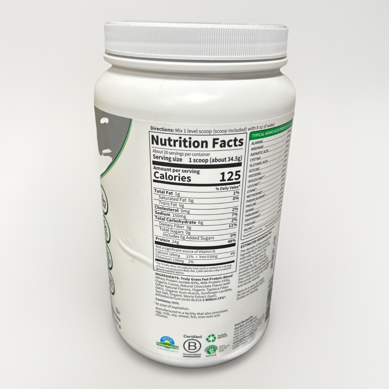 Garden of Life SPORT Certified Grass Fed Whey – Chocolate (20 Servings) EXP 9/26