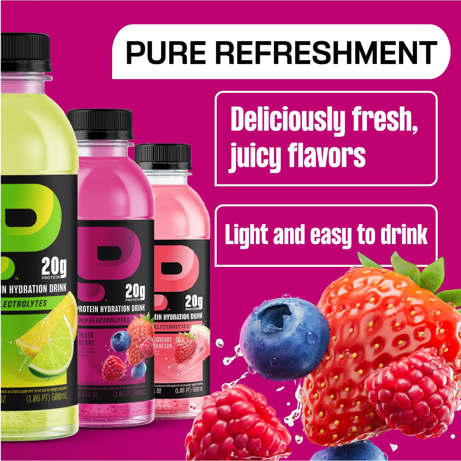 Protein2o Hydration Drink – 2-in-1 Liquid Clear Whey 16.9 Fl Oz (Pack of 12)