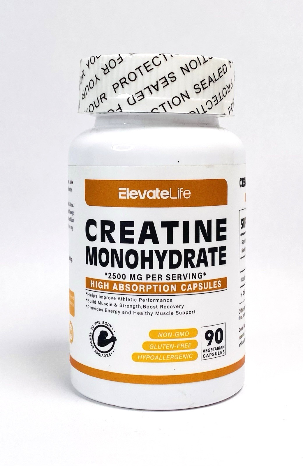ElevateLife Creatine Monohydrate 2500mg, 90 Capsules -Expires 07/2026