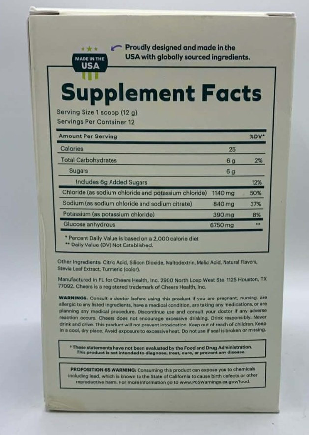 Cheers Rapid Hydration Powder ~ 5.08 oz ~ EXP 6/26 ~ FAST SHIP