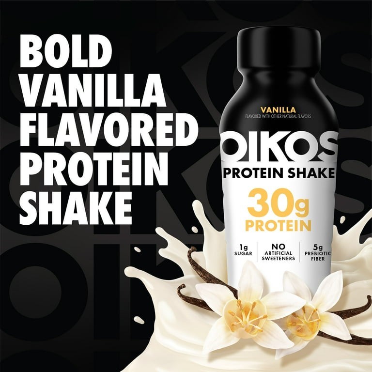 Oikos Vanilla Protein Shake 30g High Protein Low Sugar 12 Pack 12 fl oz