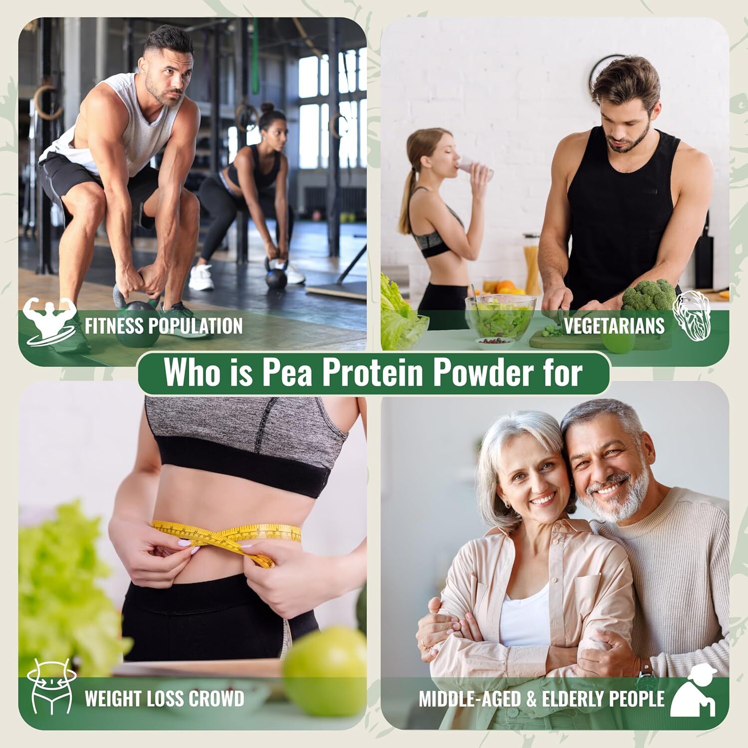 1.1/2.2LBS Pure Pea Protein Powder Vegan Protein Powder Muscle Growth Support