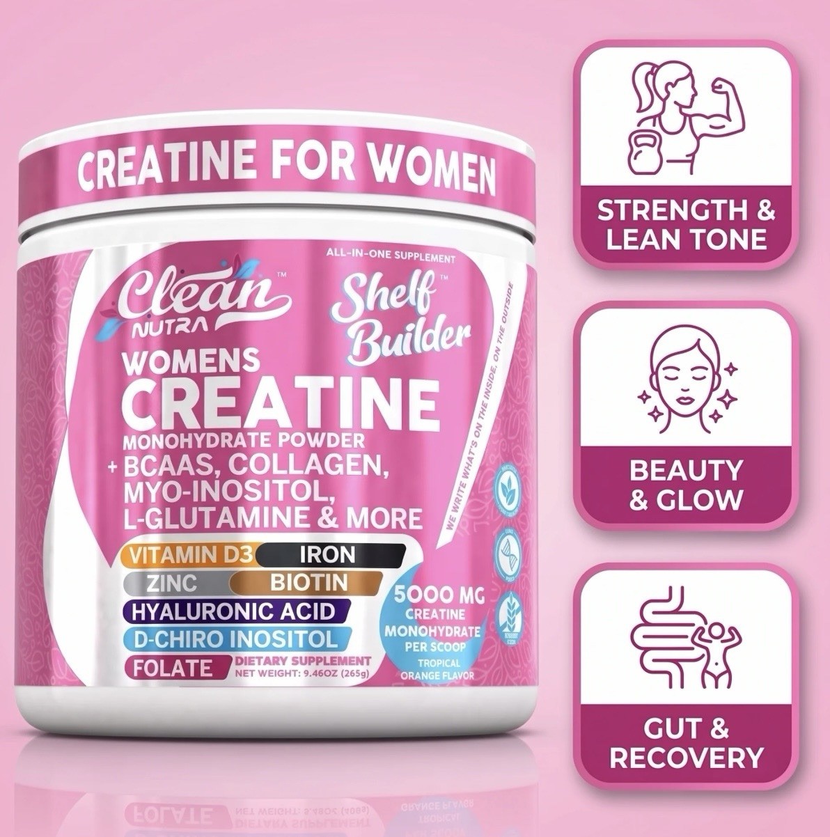 Women’s Creatine Powder Creatine Monohydrate BCAA Myo-Inositol Collagen 1/2 Pack