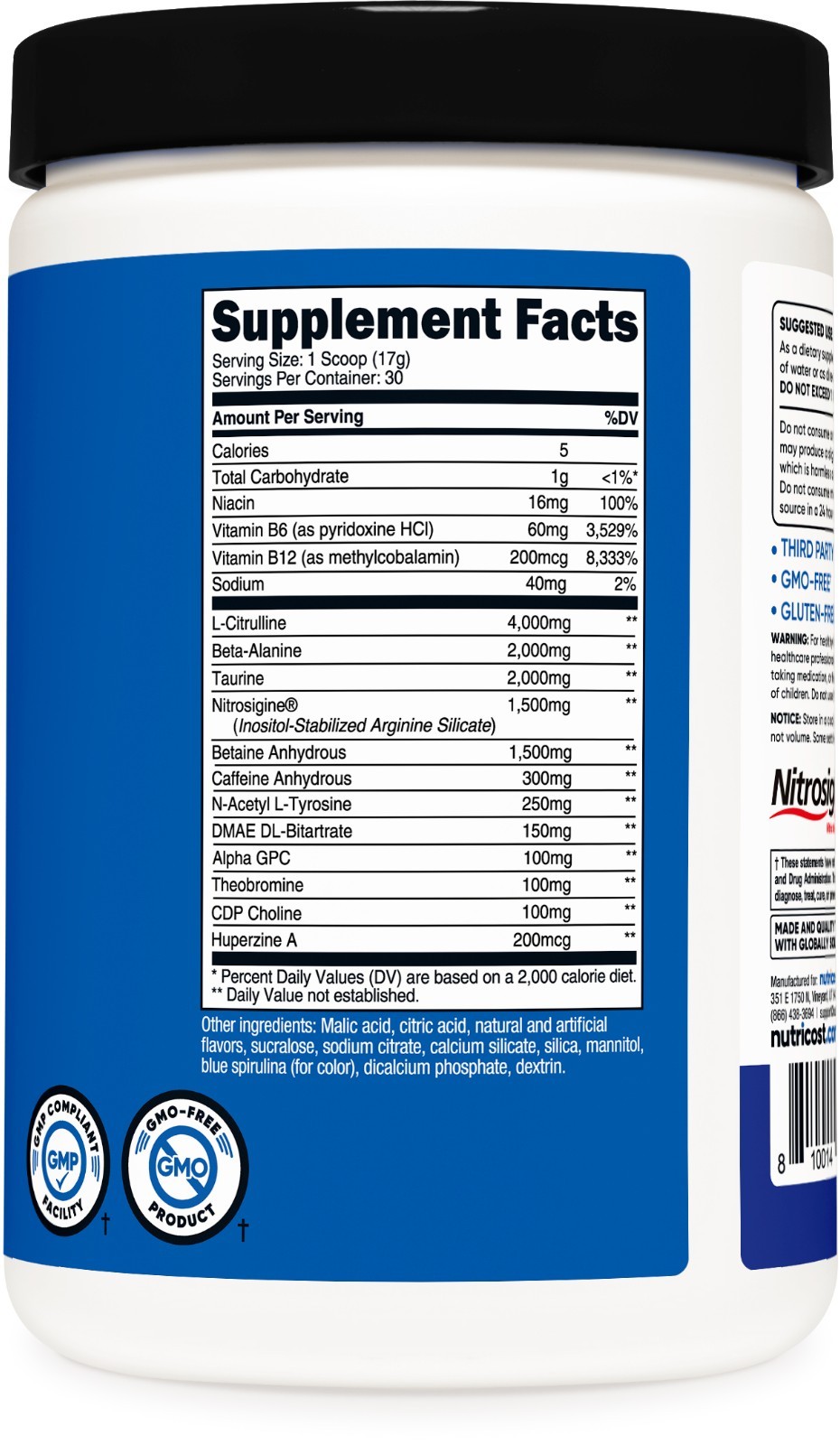 Nutricost Pre-X, Xtreme Pre-Workout Powder Complex, Blue Raspberry, 30 Servings