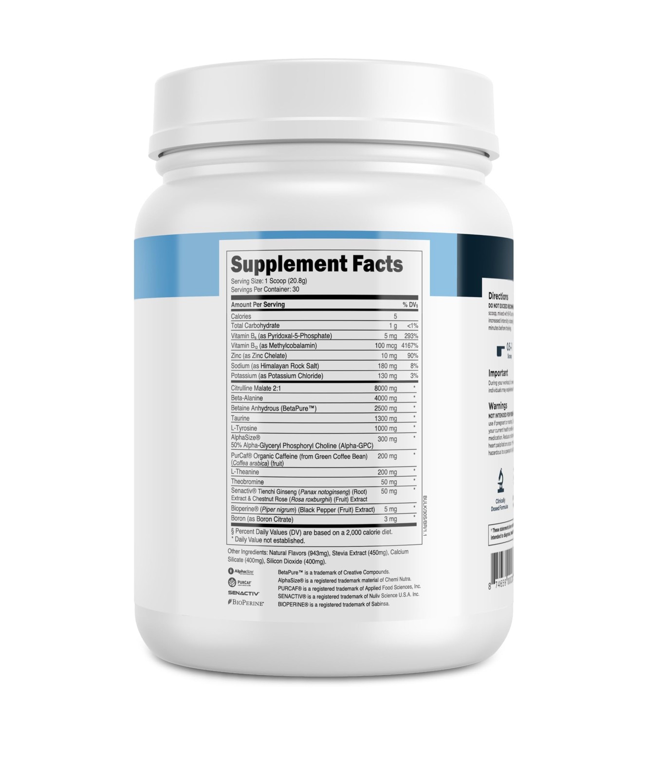 Transparent Labs Bulk Pre Workout Powder – 30 Servings (Pack of 1), No Color