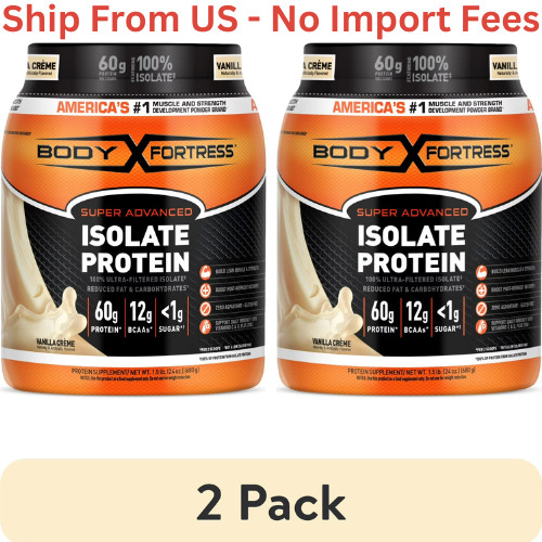 (2 pack) Body Fortress Super Advanced 100% Ultra-filtered Isolate Protein Powder